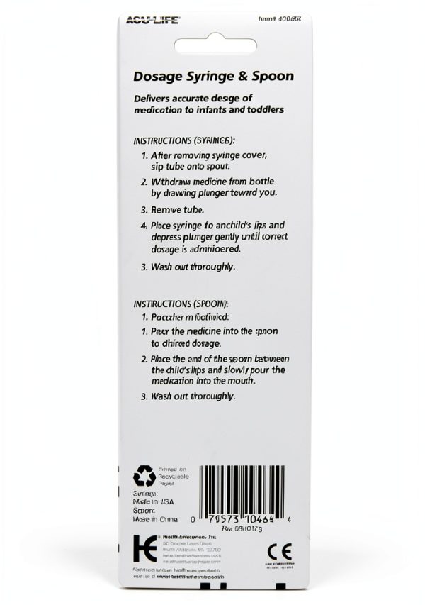 Health Enterprises Oral Syringe with Spoon 10 mL BPA-Free Model 400464-1