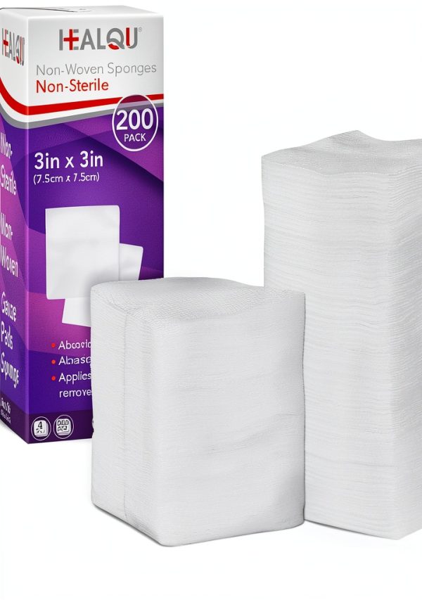 Healqu Ultra Absorbent Non-Woven Gauze Pads 3x3 Inch 200 Count-0