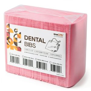 Dental Bibs 125pcs 13x18 Pink Disposable 3-Ply Waterproof by OneMed-0